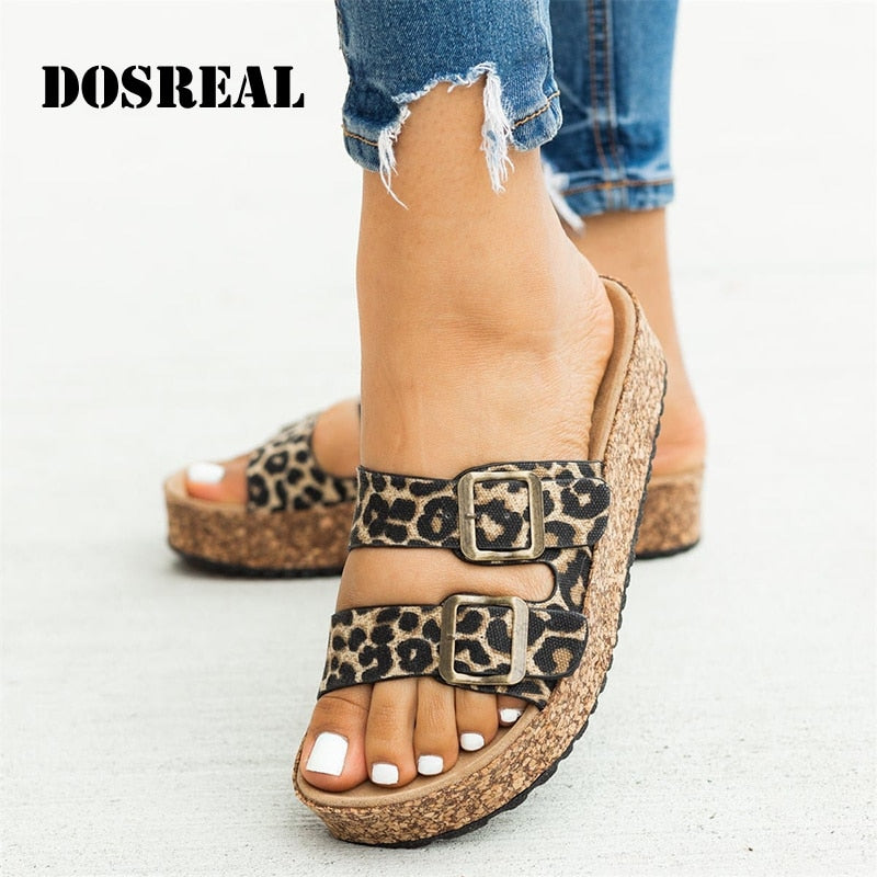 DOSREAL Summer Women Slippers Rome Retro Two Strap Casual Shoes Thick Bottom Open Toe Sandals Beach Slip On Slides Ladies Shoes