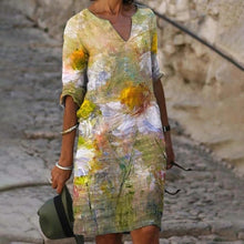 Load image into Gallery viewer, Elegant Women Dress Summer Vintage Print V-Neck Half Sleeve A-Line Dress Sundress 2021 Fashion Female Loose Dresses Vestidos
