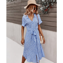 Load image into Gallery viewer, Dresses For Women Casual Short Sleeve 2021 Beach Dresses Women&#39;s Summer Holiday Sundress Floral Long Dress Tunics Robe Femmle

