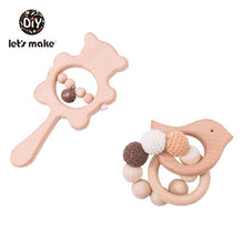 Load image into Gallery viewer, Let&#39;s Make 2PCS/Set Bed Bell Baby Toys Teether Wooden Rattles Bracelet Pacifier Chain Rodent Beading Beech Musical Newborn Toys
