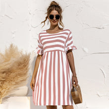 Load image into Gallery viewer, Women Summer Dress Cute Loose Striped Print Ruffles Sleeves Dresses Elegant A Line Patchwork Beach Party Female Dress Vestidos

