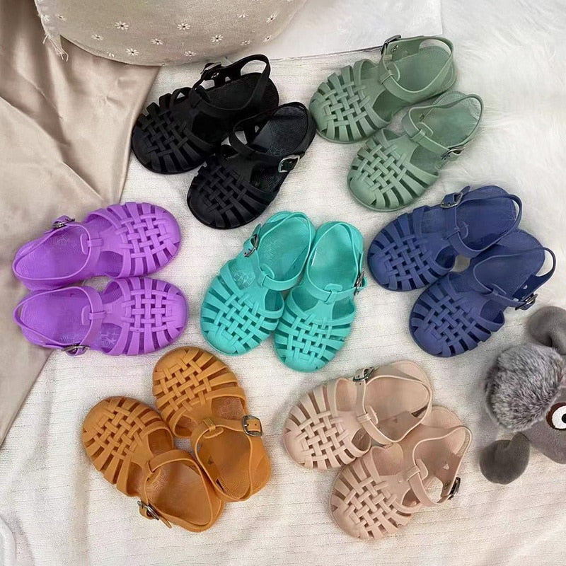 Summer Children Sandals Baby Girls Toddler Soft Non-slip Princess Shoes Kids Candy Jelly Beach Shoes Boys Casual Roman Slippers