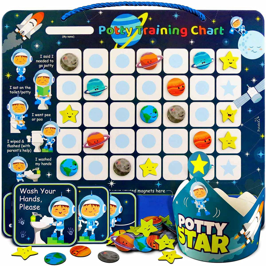 PutskA Space-Man-Potty-Training-Magnetic-Reward-Chart for Toddlers