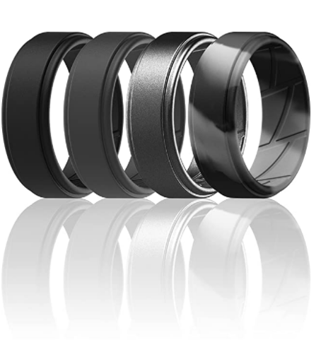 ThunderFit Silicone Wedding Rings for Men Breathable Airflow Inner Grooves