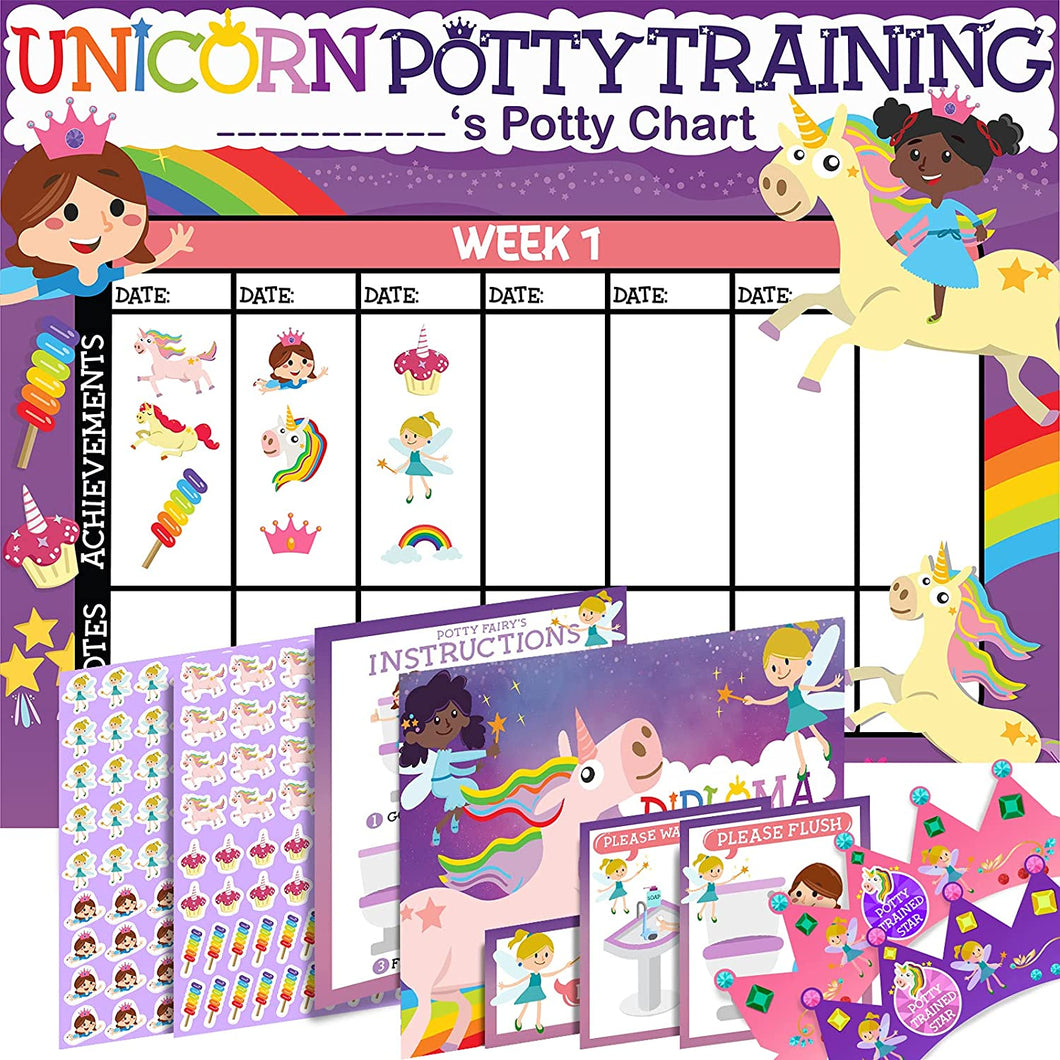 Potty Training Chart for Toddlers Girls, Unicorn Design