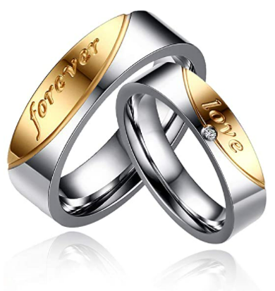 Titanium Gold Forever Love Double Couples Promise Rings